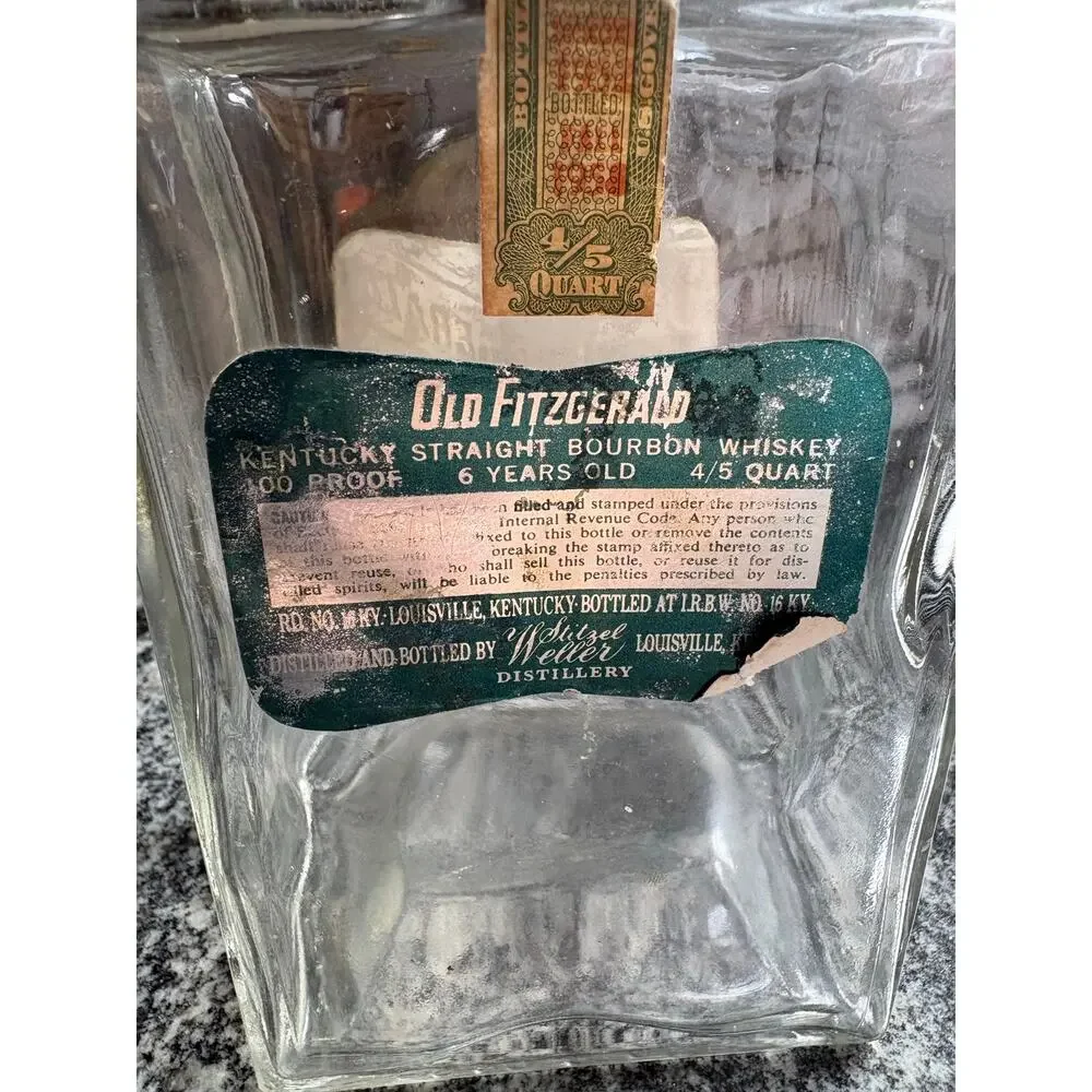 Vintage 50s/60s Old Fitzgerald 6 Year Straight Bourbon Whiskey Decanter Bottle